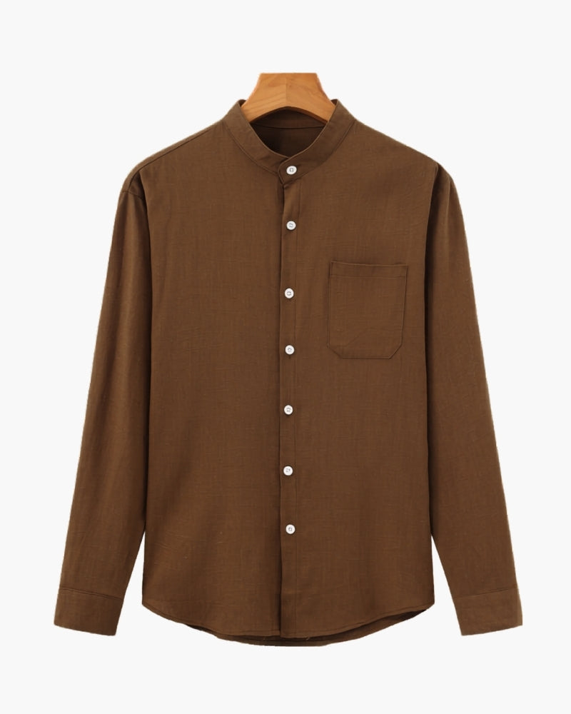 Lucca Cotton Band-Collar Shirt
