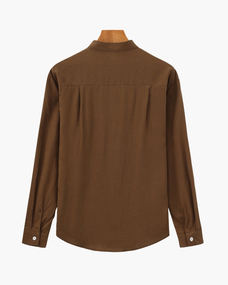 Lucca Cotton Band-Collar Shirt