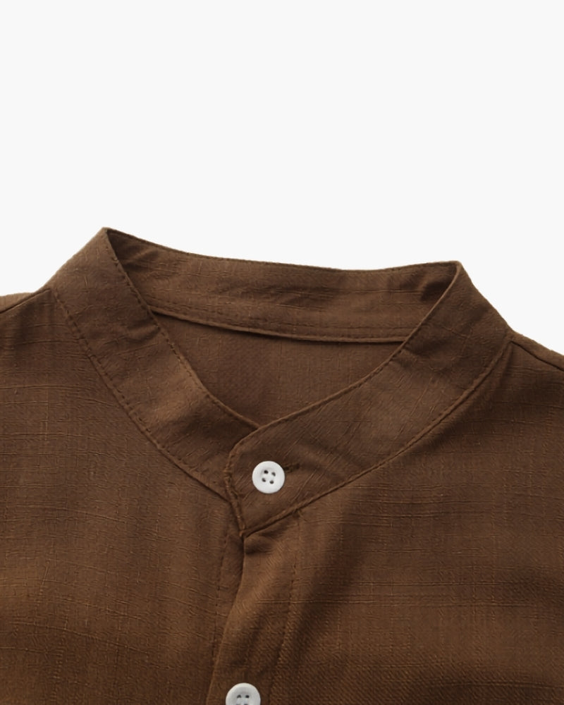 Lucca Cotton Band-Collar Shirt
