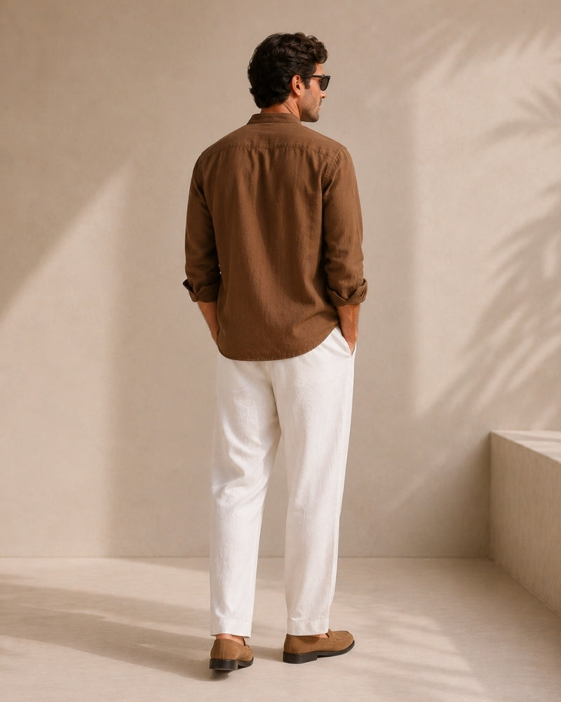 Lucca Cotton Band-Collar Shirt