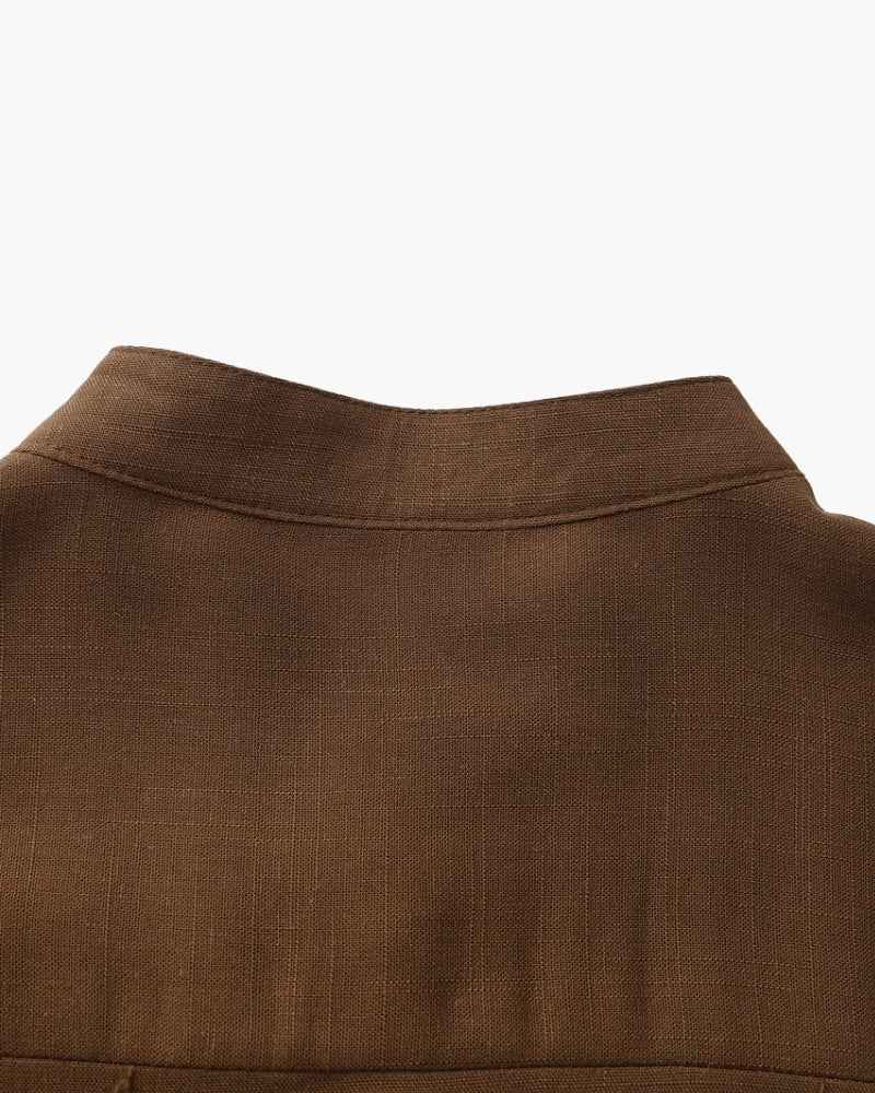 Lucca Cotton Band-Collar Shirt