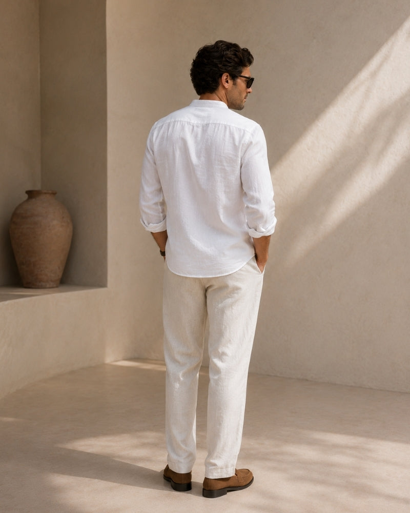 Lucca Cotton Band-Collar Shirt