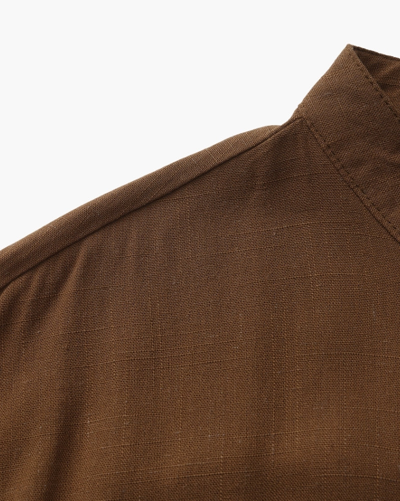 Lucca Cotton Band-Collar Shirt