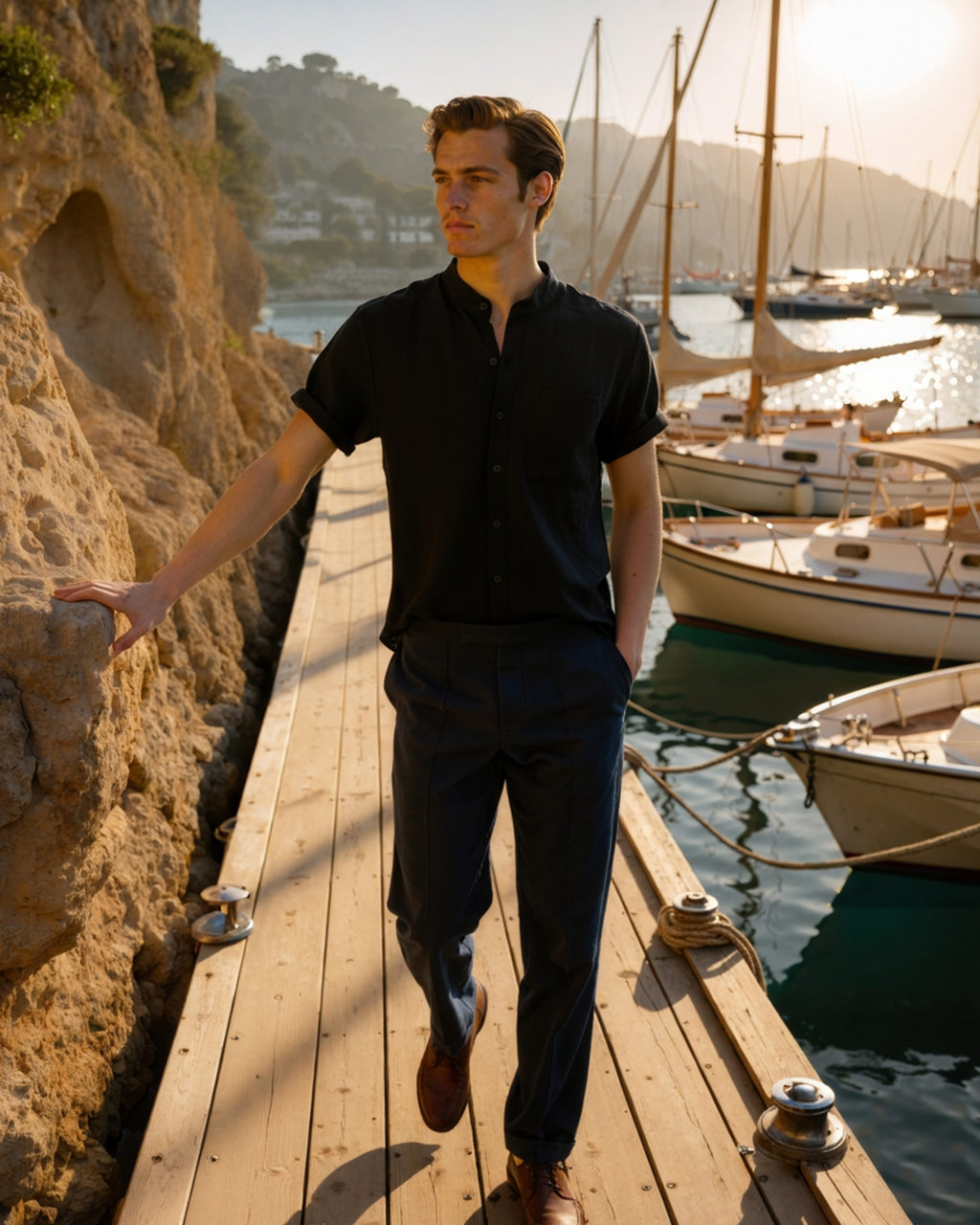 Pienza Band-Collar Shirt