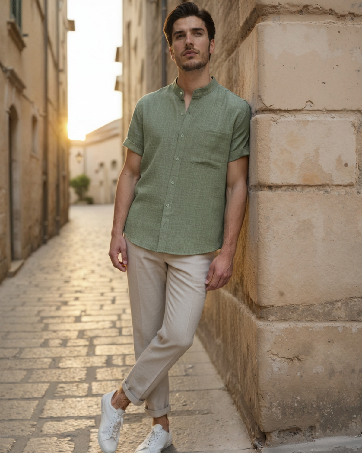 Pienza Band-Collar Shirt