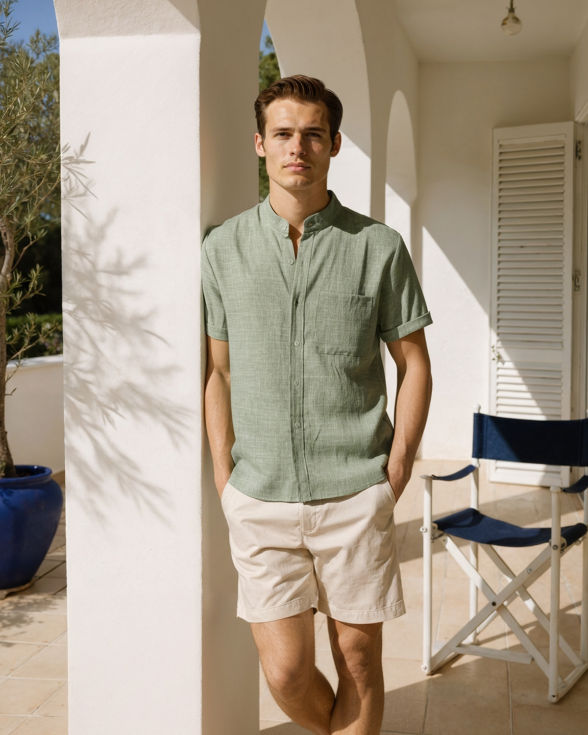 Pienza Band-Collar Shirt